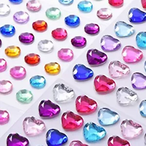 SMALL-LARGE HEARTS & GEMS DIAMANTE Craft Jewel Rhinestone Stick On Bling 2-10mm - Picture 1 of 28