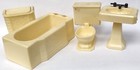 10Pc Vintage Renwal Dollhouse Furniture-Kitchen & Bathroom-Sink-Table-Frig-Tub+