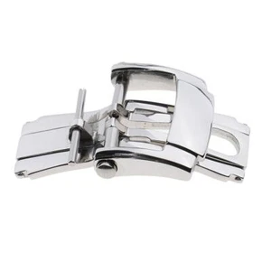 Stainless Steel Butterfly Deployment Clasp Watch Buckle For Leather Strap - Picture 1 of 7