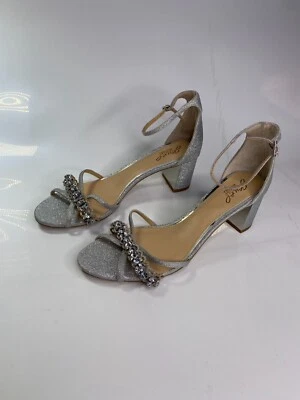 Sandalia Jewel Badgley Mischka para mujer Giona adornada noche plateada talla 11w Foto 1 de 4