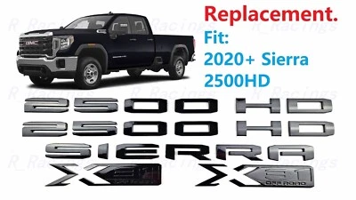 5 PIEZAS Puerta Negra Brillante 2500HD Cama Sierra Trasera X31 Emblemas 2020-2025 Sierra 2500HD Foto 1 de 4