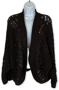 Dana Buchman Women Crocheted Cardigan Shrug Sweater-Size 3X-Color Brown  - Picture 1 of 6
