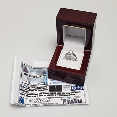 Tolkowsky 14k White Gold GSI Certified .72cttw. RBC Diamond Engagement Ring 5.5 - Image 1 of 4