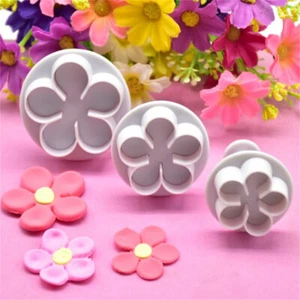 3Pcs Flower Plunger Cookie Cutter DIY Blossom Flower Cake Fondant Cake M*-* - Picture 1 of 9