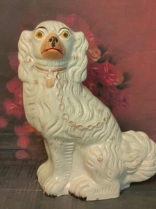 Antique Staffordshire Flatback Spaniel – 32cm Mantelpiece Dog – No.1 Impressed - Picture 1 of 9