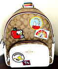 Grand sac à dos en cuir Coach Peanuts Snoopy sac de retour à l'école limité E rare
