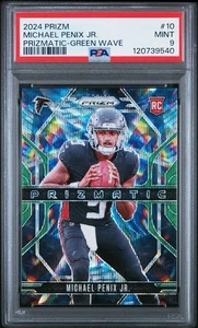 MICHAEL PENIX JR. [RC] 2024 Panini Prizm Prizmatic Green Wave #10 Rookie PSA 9 - Picture 1 of 3