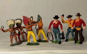 Vaqueros e indios 2,5 pulgadas Figuras de acción de juguete de plástico pintadas vintage - Imagen 1 de 5