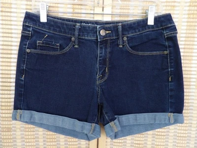 女式 Mossimo Mid-Rise Midi 尺码 10 腰 30 英寸蓝色牛仔铐短裤 — 第 1/3 张图片