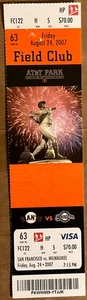 BARRY BONDS HOMERUN #761 8/24/2007 TICKET - Picture 1 of 2