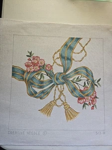 RARE! VTG CREATIVE NEEDLE RIBBON & FLOWERS 513-A NEEDLEPOINT HANDPAINTED PATTERN - Picture 1 of 6
