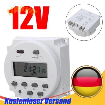 Digitale LCD Zeitschaltuhr DC/AC 12V/16A Timer Programmierbar Schalter Zeit Gut - Bild 1 von 4
