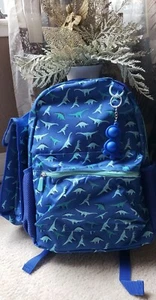 NEW BLUE GREEN WHITE DINOSAURS PADDED BACKPACK LUNCH BAG KEY CHAIN 3 PIECE SET - Picture 1 of 17