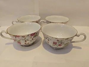 SET 4 VIntage Lefton china Rose tea cup, Hand painted Pink & red roses Japan G6 - Picture 1 of 7