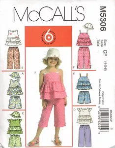 McCALL'S 6 Great Looks Niñas TOP PANTALONES CORTOS Patrón de Costura #M5306, Sin Cortar 4 5 6 - Imagen 1 de 2