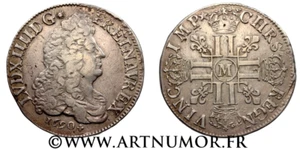 LOUIS XIV - ECU AUX 8 L, 1690 M TOULOUSE - Picture 1 of 1