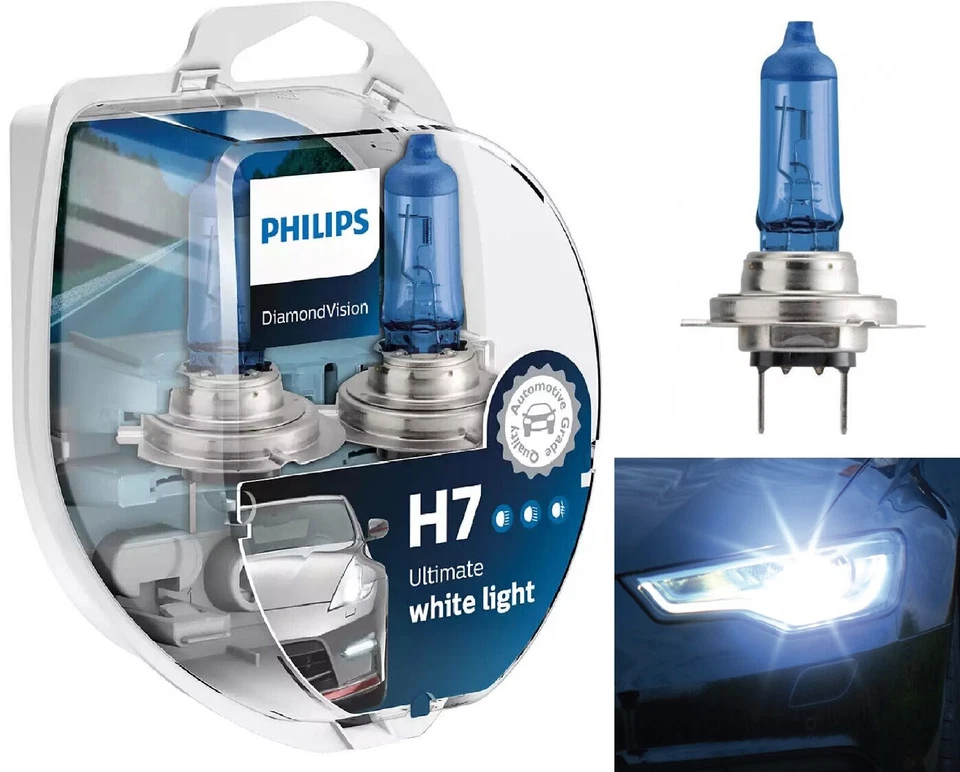 Philips Diamond White 5000K H7 55W Two Bulbs Fog Light Replacement Upgrade Lamp - Image 1 of 4