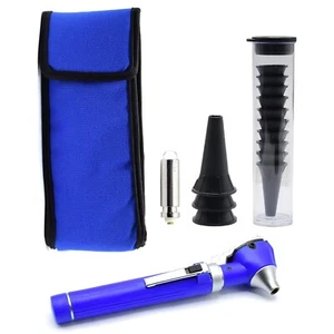 Fiber Optic Otoscope Ophthalmoscope Examination Led Diagnostic Ent Set Blue - Picture 1 of 4
