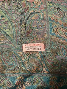 JERUSALEM scarf | Israeli | Holy Land scarf Teal Green Paisley cashmere scarf - Picture 1 of 5