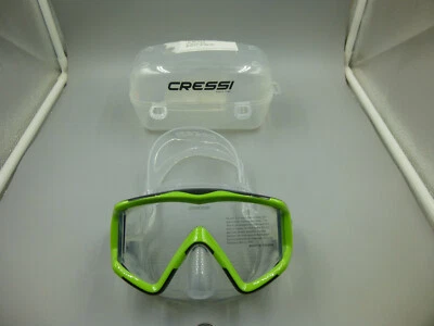 NUEVO CRESSI WIDE VIEW PANO 3 VERDE LIMA Y NEGRO MÁSCARA DE BUCEO Y ESTUCHE DE TRANSPORTE Foto 1 de 4
