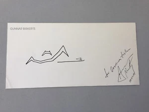 GUNNAR BIRKERTS († 2017) seltene signierte Zeichnung signed Karte 10x20 + ACOA - Picture 1 of 2