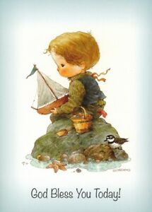 Kid's Birthday Card - Boy Boat Scripture Religious GIORDANO (1 John 4:7) (K-3)