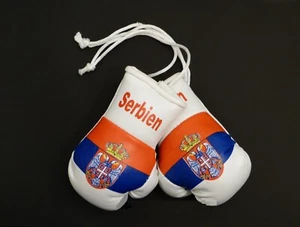 Paar Mini Boxhandschuhe Serbien z.B.für Auto Innenspiegel Kunstleder Geschenk - Bild 1 von 2