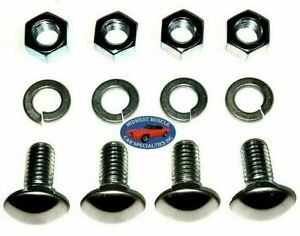 Ford 7/16-14x1 Stainless Capped Round Head Front Rear Bumper Bolts 4pcs E
