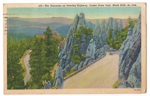 AGUJAS PINÁCULOS Custer St Park Black Hills Dakota del Sur Postal SD Lino 1960 - Imagen 1 de 2