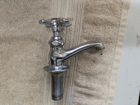 Vintage Single Unit Cold Bathroom Sink Faucet Chrome Plated STANDARD Cover