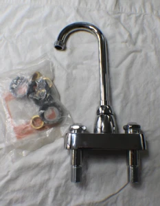 Chicago Faucet Deck Mounted 4" center Body w/9.5" spout & Nuts - Picture 1 of 4