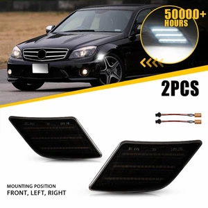 2X For Benz C-Class C250 C300 C350 2008-11 Smoked Front LED Side Marker Light ER - Picture 1 of 22