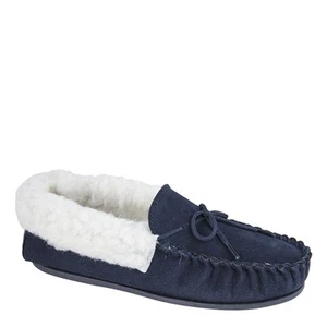 Mokkers Emily Ladies' Suede Warm Fleece Lined Slip On Moccasin Slippers - Picture 1 of 7