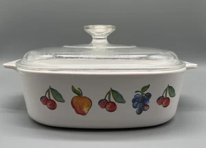 Corning Ware Obstkorb Muster A-2-B eckige Kasserolle mit Deckel TOP - Bild 1 von 10