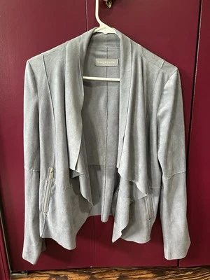 Bagatelle женщин большой искусственной замши драпировки открытый передний серый куртка молнии карманы SizeS - Изображение 1 из 4