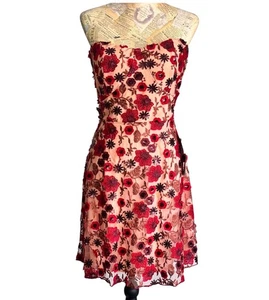 NEU MINUET Kleid Damen L Homecoming Abschlussball Cocktail Pfirsich Rot Kupfer Trägerlos - Bild 1 von 10