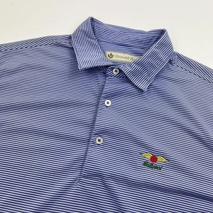 Donald Ross Blue Stripe Polo Golf Shirt BALTUSROL Size Large Performance - Picture 1 of 8