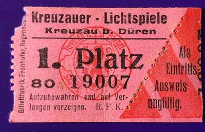 Eintrittskarte Ticket Billett vor 1945 Kino Kreuzauer LIchtspiele Kreuzau Düren - Bild 1 von 2