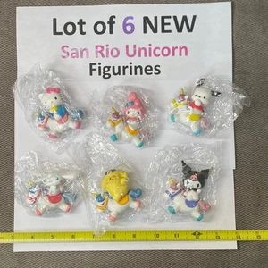 6 NEW Sanrio Figurines riding Unicorns! Hello Kitty Kuromi Cinnamoroll Pochacco - Picture 1 of 7