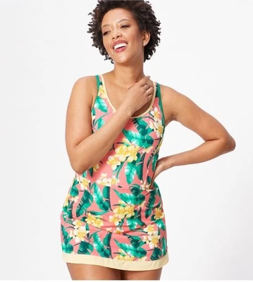 Isaac Mizrahi Live! Bridgehampton Swim Dress Palm Orchid  A587252 Size 16 - Image 1 of 2