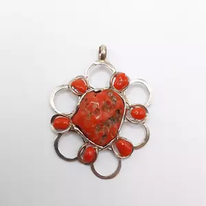 Colgante coral barroco, montura abstracta, coral rojo natural, plata de ley - Imagen 1 de 9