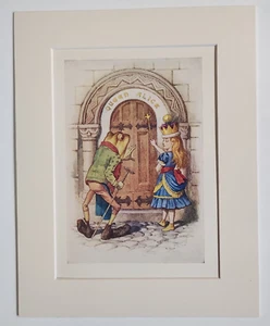 Stampa e montaggio vintage Alice nel paese delle meraviglie c1940s decorazione asilo parete arte rana - Foto 1 di 3