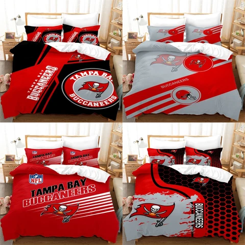 Tampa Bay Buccaneers 3PCS Bedding Sets Cotton Blend Soft Duvet Cover Pillowcases Cover