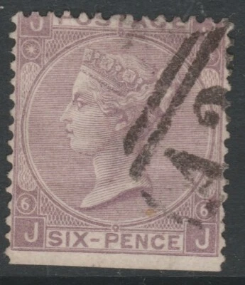 GB used abroad Malta Z60 QV sg109 1867 6d plate 6 pl6 JJ wmk SPRAY - Image 1 of 2