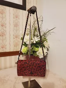 Borsa a tracolla Coach Dinky polpaccio leopardato rosso scuro $695 - Foto 1 di 12