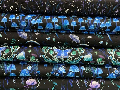 BLANK QUILTING Blanko Quilten Jardin de Lune im Dunkeln leuchtender Baumwollstoff von 1/4 m * verschiedene