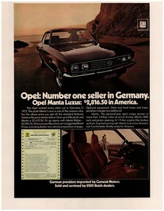 1973 GM Opel Manta Luxus Original Print Ad ~ Fast Shipping ~ Manta Rallye car - Picture 1 of 1