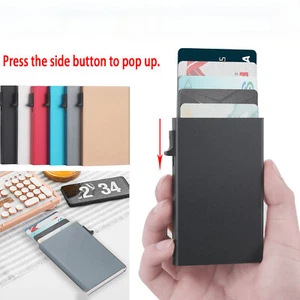 Men RFID Blocking Wallet Auto Pop up Credit Card Holder Aluminium Money Clip - Picture 1 of 13