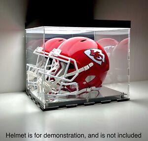 LED Top Light Full Size Football Helmet Display Case W/ Mirror Base & Back
