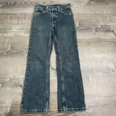 Pantalones de mezclilla Wrangler para niños lavado medio rectos azules cintura ajustable talla 12 ajustados Foto 1 de 4